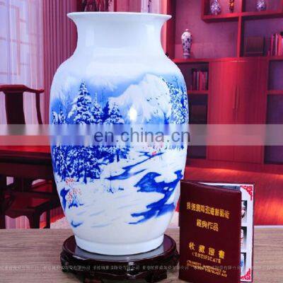 Beautiful Chinese Artist Porcelain Handpainted Ceramic Snow Vases With Certification