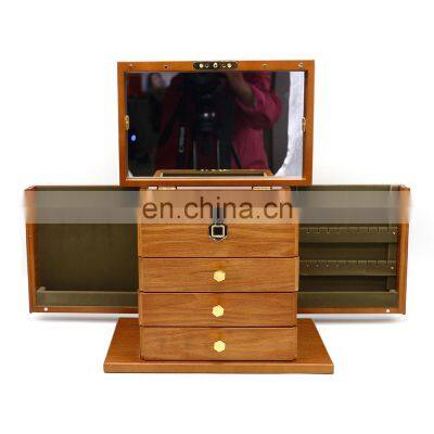 Solid wood fingerprint jewelry box password lock packing box  jewelry storage box