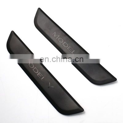 Black Sticker Car Rear Door Welcome Pedal ABS Door Sill Cover For Tesla Model Y 17-21 Year