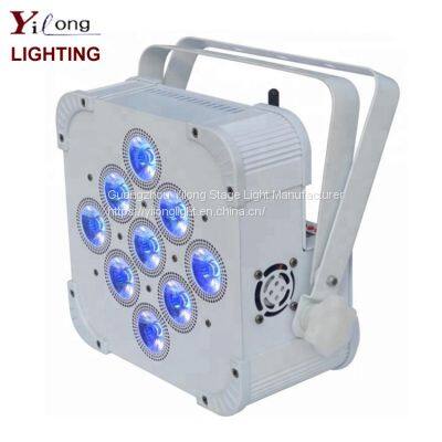 cheap 9X15W RGBWA+UV 6in1 battery powered dmx uplights,flat led par,slim par led,China led stage light factory,uplighting dmx