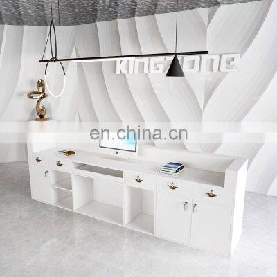 Commercial Office Furniture Factory Direct Luxury White Counter Front Desk Reception Table For Beauty Salon photo-5