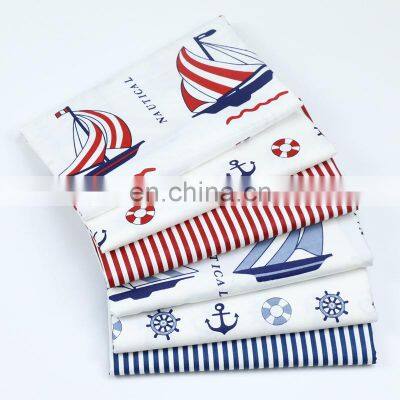 Navy cartoon sailing fabric kindergarten baby wrapped in sleeping bag child quilt cover sheet cotton fabric