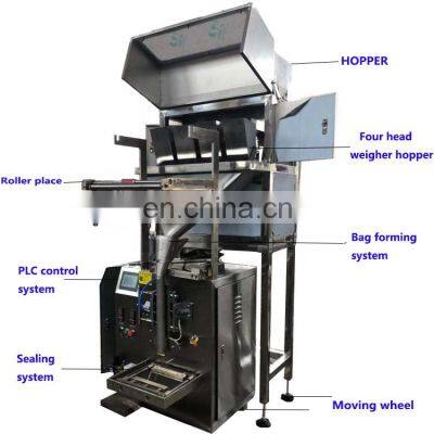 Automatic Snack Chips Coffee Beans 4 heads Electronic Weighing Scale Filling Packing Machine