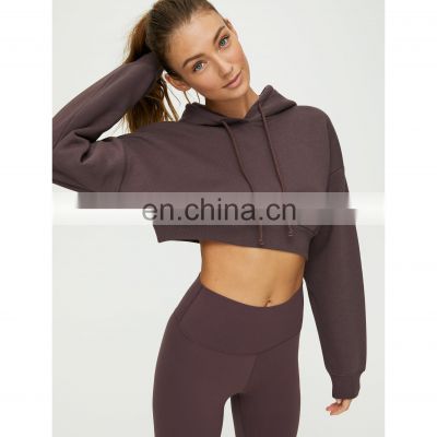 Gym yoga cropped top hoodies and shorts set sexy women sports suit hot Seller Amazon