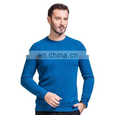 Factory Sale Men's Merino Wool Cashmere Blend Crew Neck Pullover Winter Sweater Anti-Pilling Feature Computer Knitted Solid