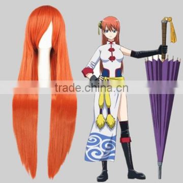 High Quality 100cm Long Orange Cosplay Hair Wig Bleach Synthetic Anime Wig