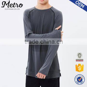 Custom Mens Grey Long Sleeve Mesh T Shirts