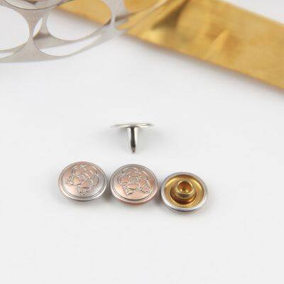 High quality brass material brass rivet with brass nail for jeans denim jeans garment jacket