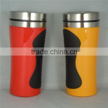 Fashion Personalized Promotional Plastic Outer and Stainless Steel Inner Travel Mug