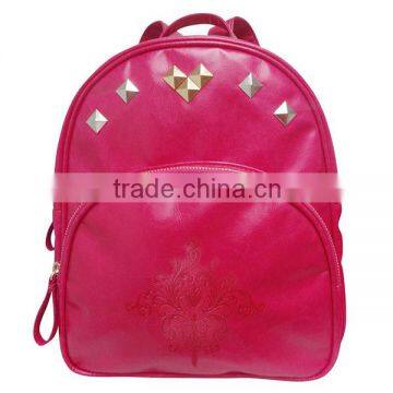Ladies & Women Fashion Elegant Embossed Pink PU Backpack photo-2