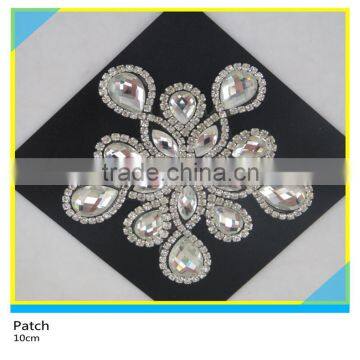 Hot Fix Crystal Glass Stone Applique Horse Eye Mix Waterdrop Rhinestone Patch 10x10cm