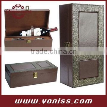 Luxury Antique Wine Bottle Leather Box Holder Single Wine Champagne Gift Bag Carrying Holder