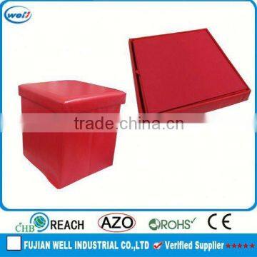 Square pu leather foldable wood storage box