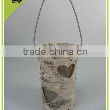 natural craft birch bark glass lantern candle holder