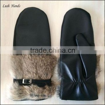 the mitten for fashion women wearing winter genuine leather