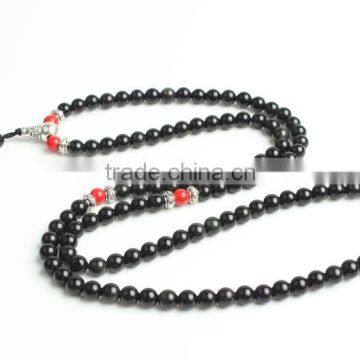 8mm Black Obsidian and Cinnabar 108 Mala Beads Buddhist Prayer Beads photo-5