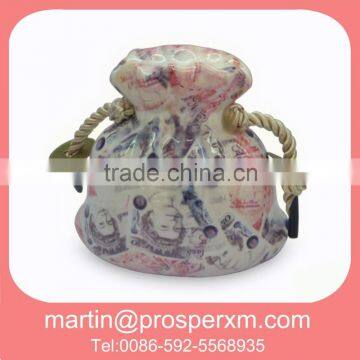 Euro ceramic money bag of coin box