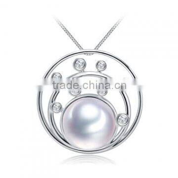 2015 14K White Gold Jewelry Akoya Pearl Pendant 8-8.5mm 14Carat Gold Mountings