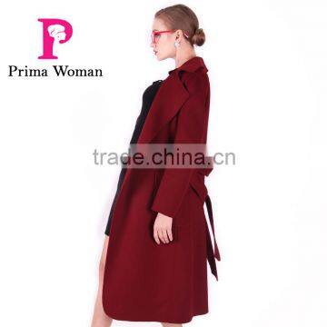 2016 New Design Fashion Women Length Slim Fit Wool Coat With Belt photo-6