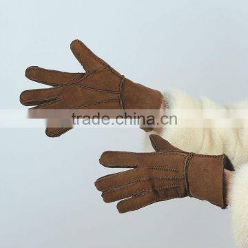 brown handmade ladies shearling glove for winter