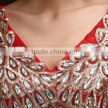 Women's Red V-Neck Print Floor-Length Dress photo-5