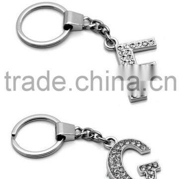 Trend Silver Plating Letter Crystal Keychain K0005 photo-5
