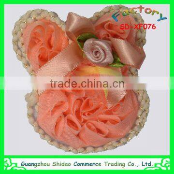 Pink color chiffon material decorative chiffon flower for wedding dress children garment decoration