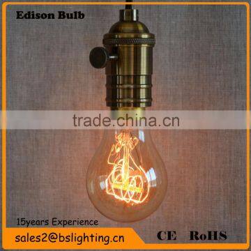 40w E27 A60 carbon filament bulb with CE RoHS clear glass bulb