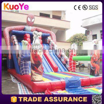 high quality 0.55mm PVC tarpaulin three lane spider man theme inflatable slides for sale