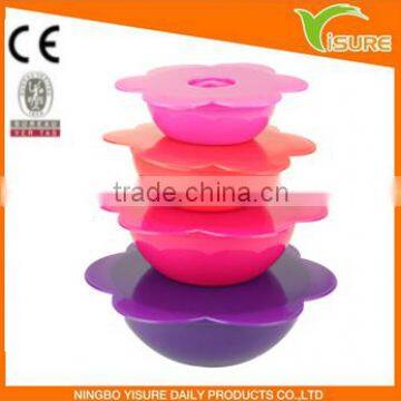 Plastic 4pcs Flower Shape Bowl Set