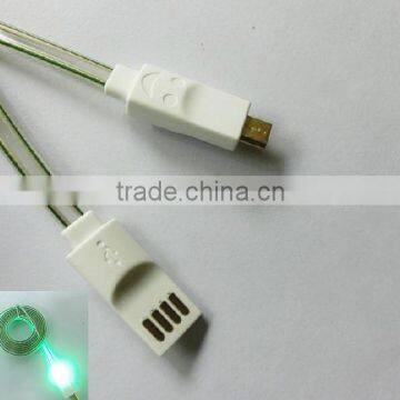 smiley face micro USB led cable for smart phone