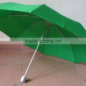 Hot sale aluminum frame green 3 folding light umbrella made in China