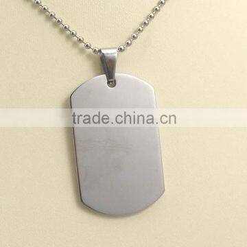 Smooth Plain Dog Tag Pendant Stainless Steel Necklace photo-3