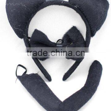 Cat ear headband bow tie and tail set kit