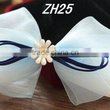 Summer Blue Chiffon Ribbon Fashion Hair Bow Designs Accessories photo-3