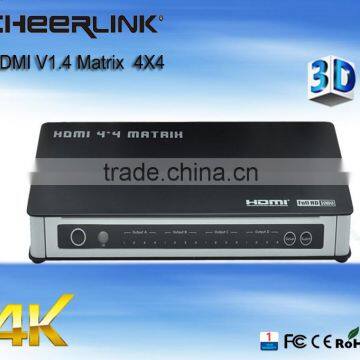 ultra hd 4k2k 2160p 4-input 4-output hdmi v1.4 hdmi matrix 4x4/ remote control via rs232/us plug