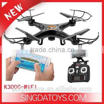 2015 Newest Product!New arrival !K300C(W) 2.4g 4CH 4-Axis Black RC Wifi Control Quadcopter FPV Real Time With 0.3MP Camera L