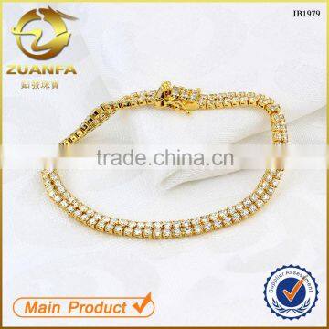 wholesale 18k gold plated sterling silver cz cubic zirconia tennis bracelet two rows bracelet