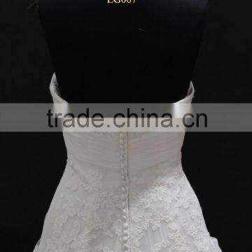 Real Factory Sample! Soft Tulle Drapping Belt With Beading Trim Scoop Neckline A-line Wedding Gown photo-6