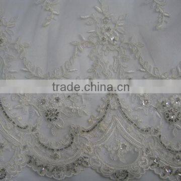 top quality full sequin and sliver heavy stone border embroidery design african swiss voile lace/dantale de traveille/tissue