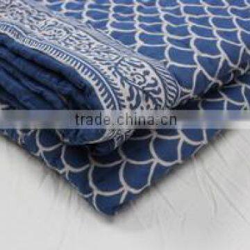 indigo blue block print quilts jaipuri Bed covers kantha quilt wholesale kantha throw From