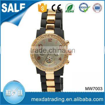 Popular ladies rose gold alloy case diamond circle fashion watch new
