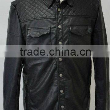 Pure pu leather jacket for men