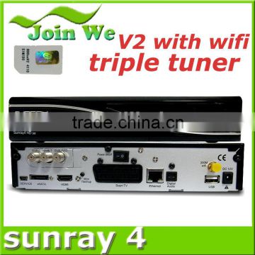 sunray sr4 v2 with sim 2.20 Rev E satellite receiver in stock of sunray4 hd se triple tuner V2