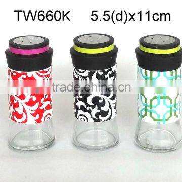 TW660K glass spice jar with printed metal casing