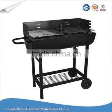 Backyard Black Color Large Barrel Charcoal bbq Grill With Wheel