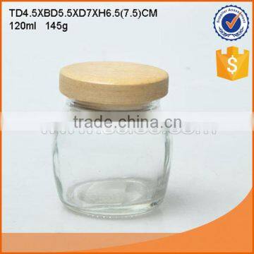 High quality glass storage jar with wood lid & reasonable price