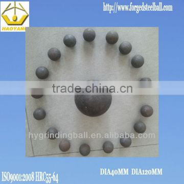 Forged Grinding Balls DIA 40MM& DIA120MM for white cement clinker