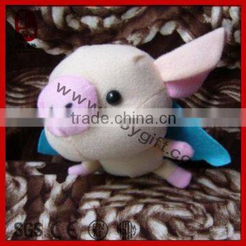 Promotion gift cute soft toy flying pig wholesale stuffed pig plush animal keychain