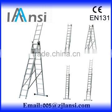 3 layers combination aluminum ladder, free standing multifunction extension ladder, 3 section extension ladder